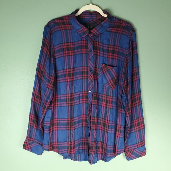 Rails Hunter Raspberry Royal Black Plaid Button Down Flannel Shirt Size XL - Picture 1 of 7